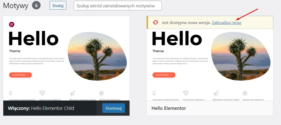 wtyczki i motyw - aktualizacja